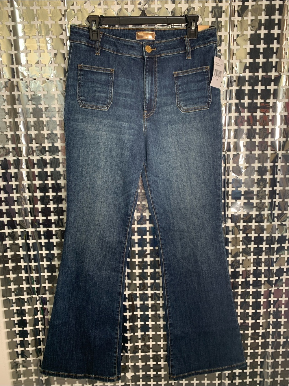 Kut from the Kloth Dark Indigo Flare Jeans with Front Patch Pockets